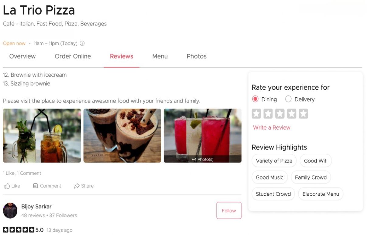 La Trio Pizza Reviews