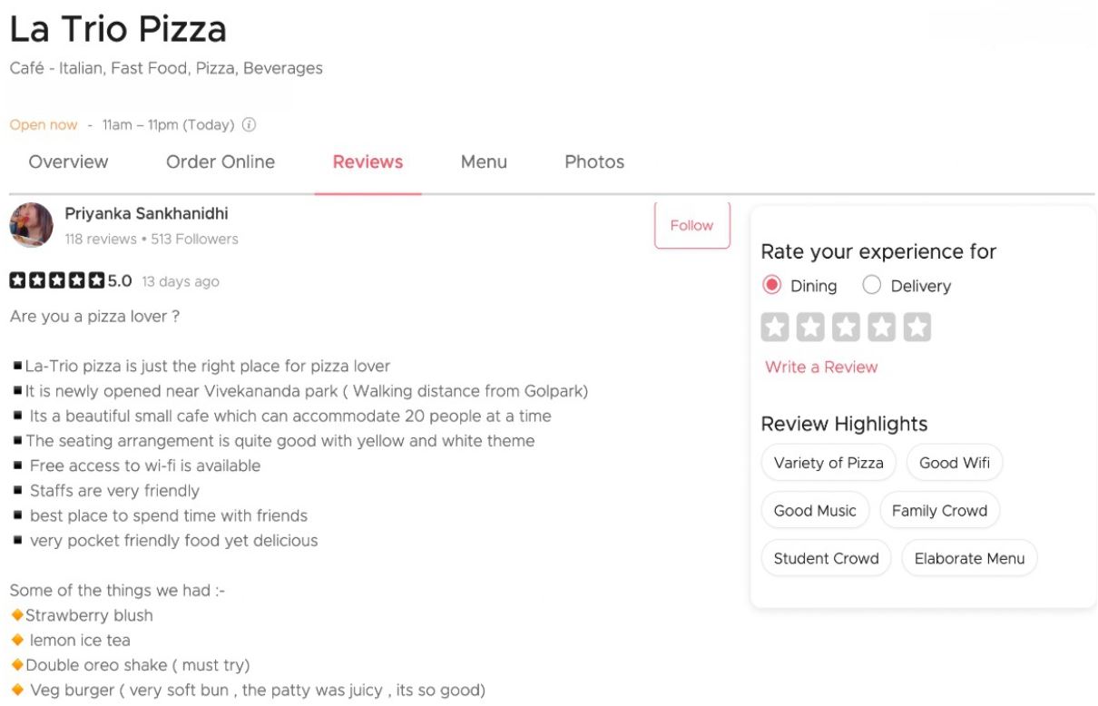 La Trio Pizza Reviews